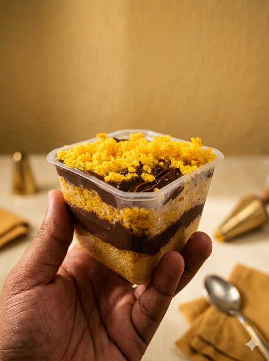 Bolo de pote cenoura com brigadeiro